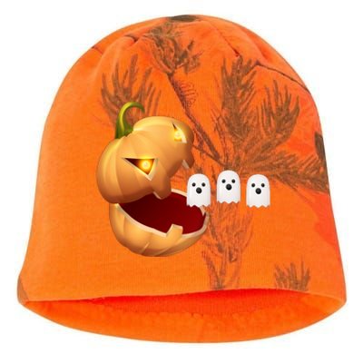 Funny Halloween Pumpkin Eating Ghost Kati - Camo Knit Beanie