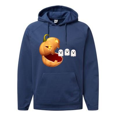 Funny Halloween Pumpkin Eating Ghost Performance Fleece Hoodie