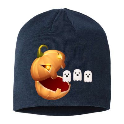 Funny Halloween Pumpkin Eating Ghost Sustainable Beanie