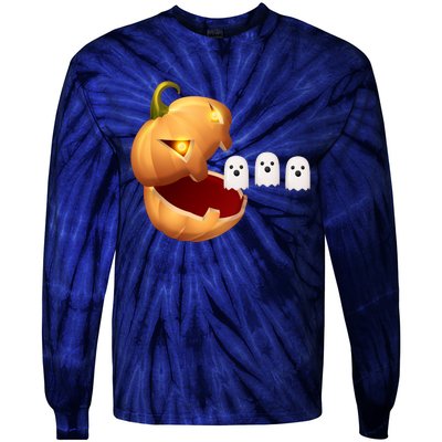 Funny Halloween Pumpkin Eating Ghost Tie-Dye Long Sleeve Shirt