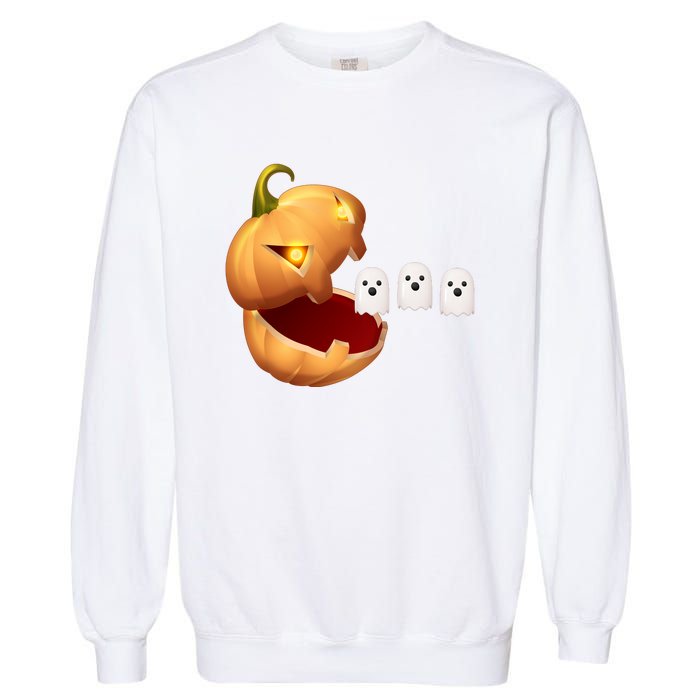 Funny Halloween Pumpkin Eating Ghost Garment-Dyed Sweatshirt