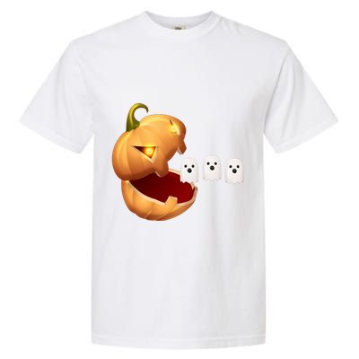 Funny Halloween Pumpkin Eating Ghost Garment-Dyed Heavyweight T-Shirt
