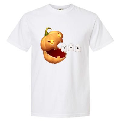 Funny Halloween Pumpkin Eating Ghost Garment-Dyed Heavyweight T-Shirt