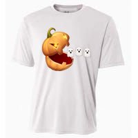 Funny Halloween Pumpkin Eating Ghost Cooling Performance Crew T-Shirt