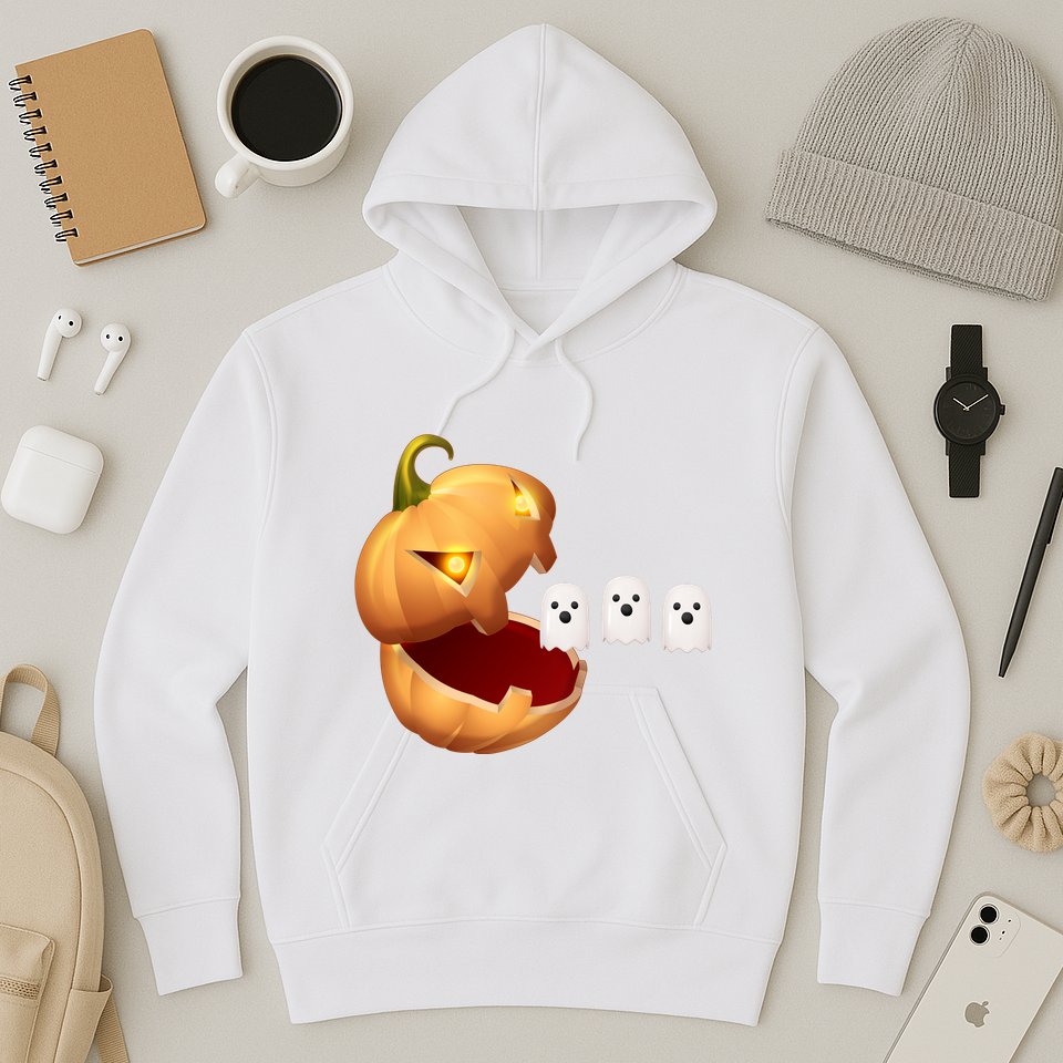 Funny Halloween Pumpkin Eating Ghost Hoodie