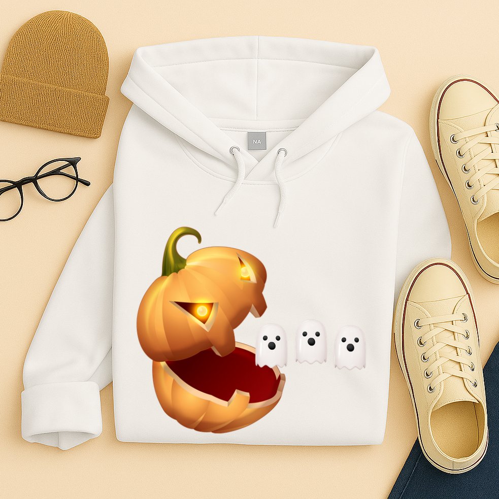 Funny Halloween Pumpkin Eating Ghost Hoodie
