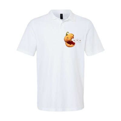 Funny Halloween Pumpkin Eating Ghost Softstyle Adult Sport Polo