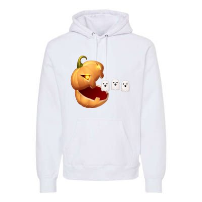 Funny Halloween Pumpkin Eating Ghost Premium Hoodie