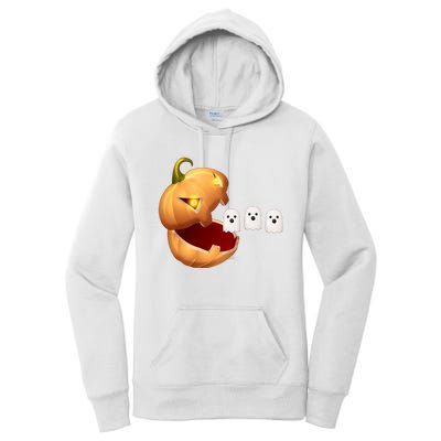 Funny Halloween Pumpkin Eating Ghost Women's Pullover Hoodie