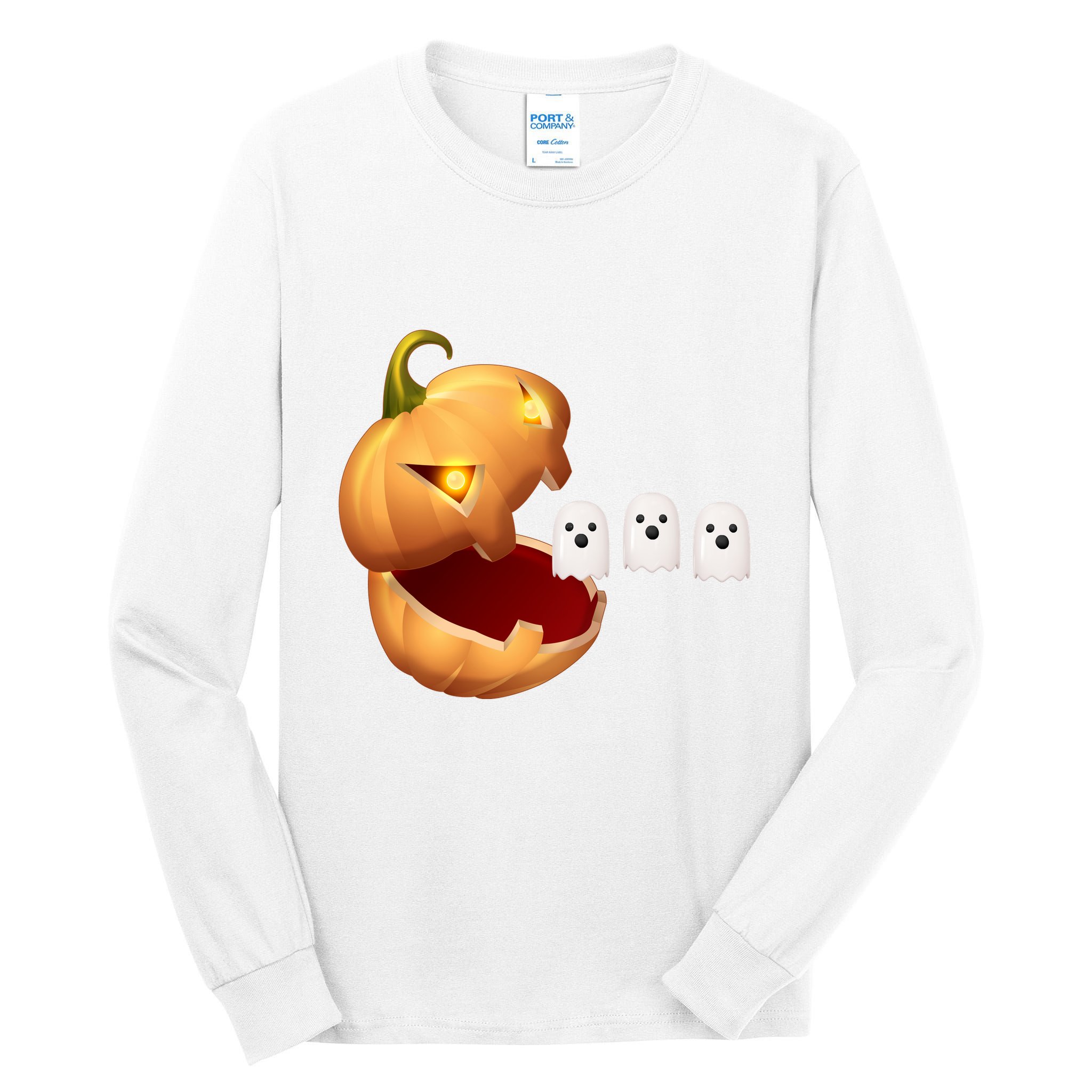 Funny Halloween Pumpkin Eating Ghost Tall Long Sleeve T-Shirt