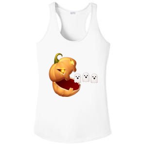 Funny Halloween Pumpkin Eating Ghost Ladies PosiCharge Competitor Racerback Tank