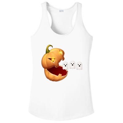 Funny Halloween Pumpkin Eating Ghost Ladies PosiCharge Competitor Racerback Tank