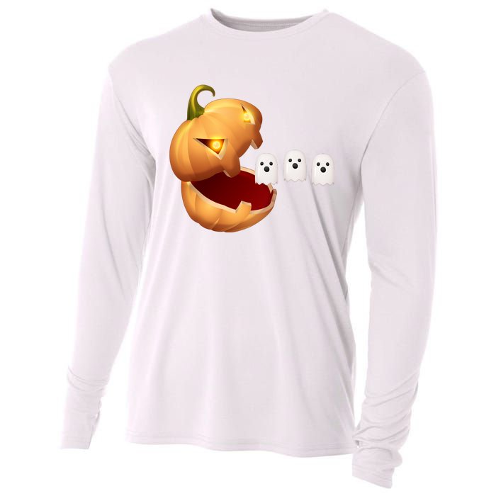 Funny Halloween Pumpkin Eating Ghost Cooling Performance Long Sleeve Crew