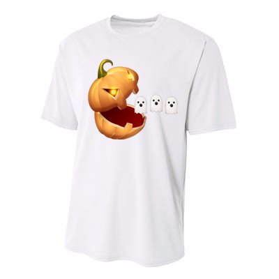 Funny Halloween Pumpkin Eating Ghost Performance Sprint T-Shirt