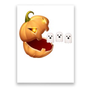 Funny Halloween Pumpkin Eating Ghost Poster