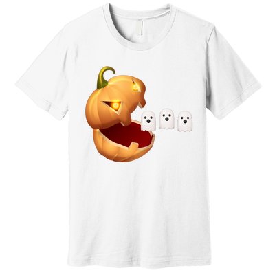 Funny Halloween Pumpkin Eating Ghost Premium T-Shirt