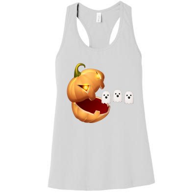 Funny Halloween Pumpkin Eating Ghost Women's Racerback Tank