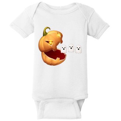 Funny Halloween Pumpkin Eating Ghost Baby Bodysuit