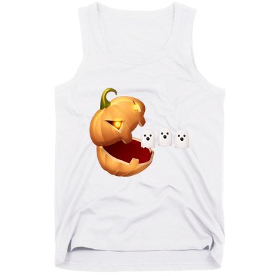Funny Halloween Pumpkin Eating Ghost Tank Top