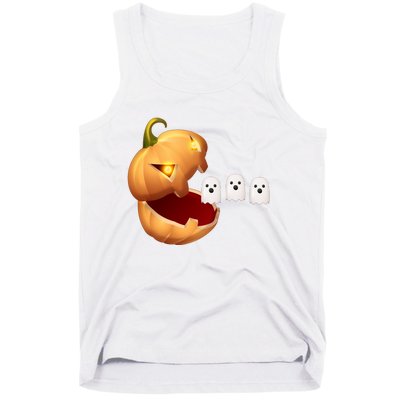 Funny Halloween Pumpkin Eating Ghost Tank Top