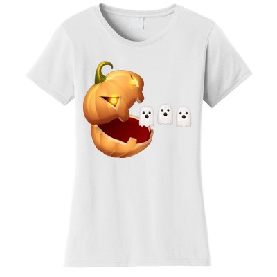 Funny Halloween Pumpkin Eating Ghost Women's T-Shirt