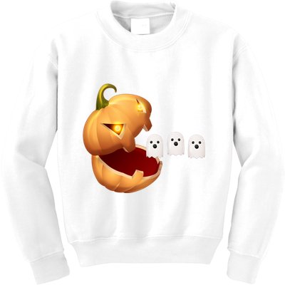 Funny Halloween Pumpkin Eating Ghost Kids Sweatshirt