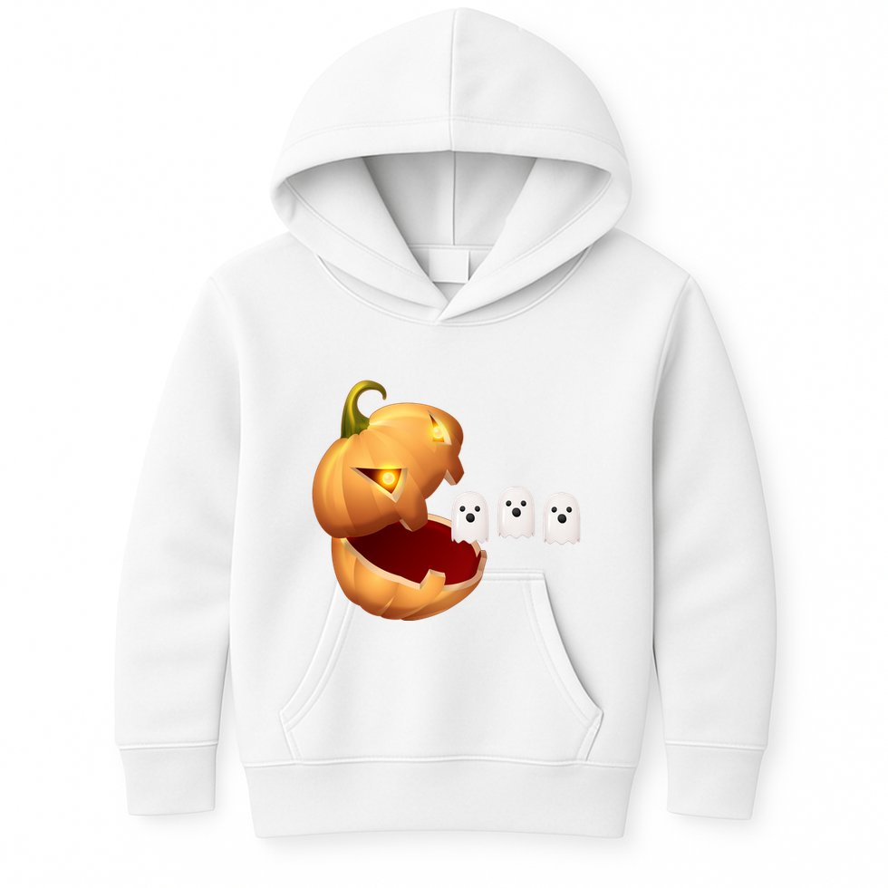 Funny Halloween Pumpkin Eating Ghost Kids Hoodie