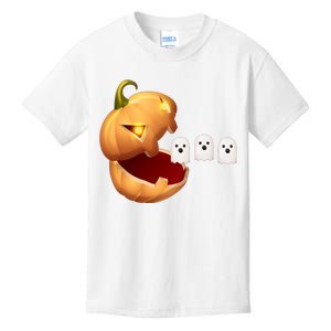 Funny Halloween Pumpkin Eating Ghost Kids T-Shirt