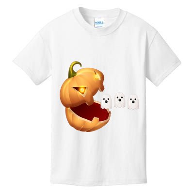 Funny Halloween Pumpkin Eating Ghost Kids T-Shirt