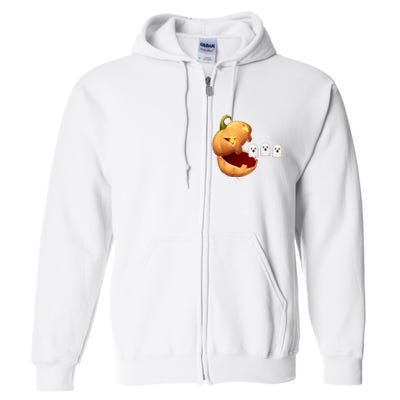 Funny Halloween Pumpkin Eating Ghost Full Zip Hoodie