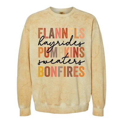 Flannels Hayrides Pumpkins Vintage Sweaters Bonfires Autumn Colorblast Crewneck Sweatshirt