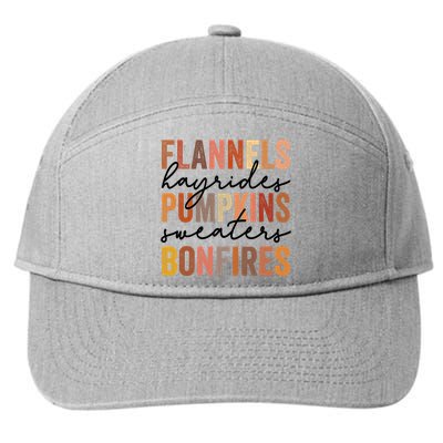 Flannels Hayrides Pumpkins Vintage Sweaters Bonfires Autumn 7-Panel Snapback Hat