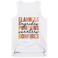 Flannels Hayrides Pumpkins Vintage Sweaters Bonfires Autumn Tank Top