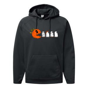 Funny Halloween Pumpkin Ghosts Retro Gamer Performance Fleece Hoodie