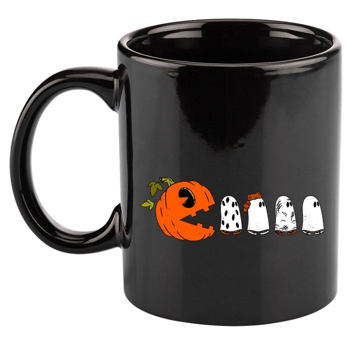 Funny Halloween Pumpkin Ghosts Retro Gamer 11oz C Handle Ceramic Mug