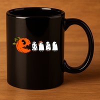 Funny Halloween Pumpkin Ghosts Retro Gamer 11oz C Handle Ceramic Mug