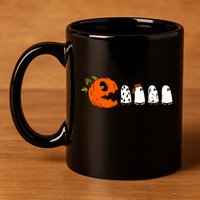 Funny Halloween Pumpkin Ghosts Retro Gamer 11oz C Handle Ceramic Mug