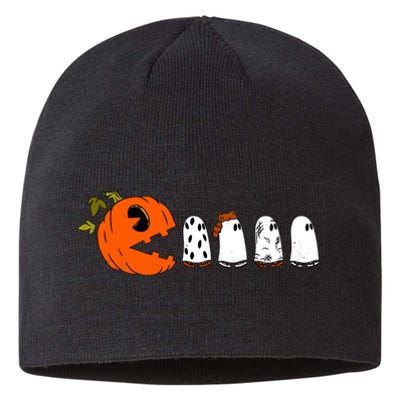 Funny Halloween Pumpkin Ghosts Retro Gamer Sustainable Beanie