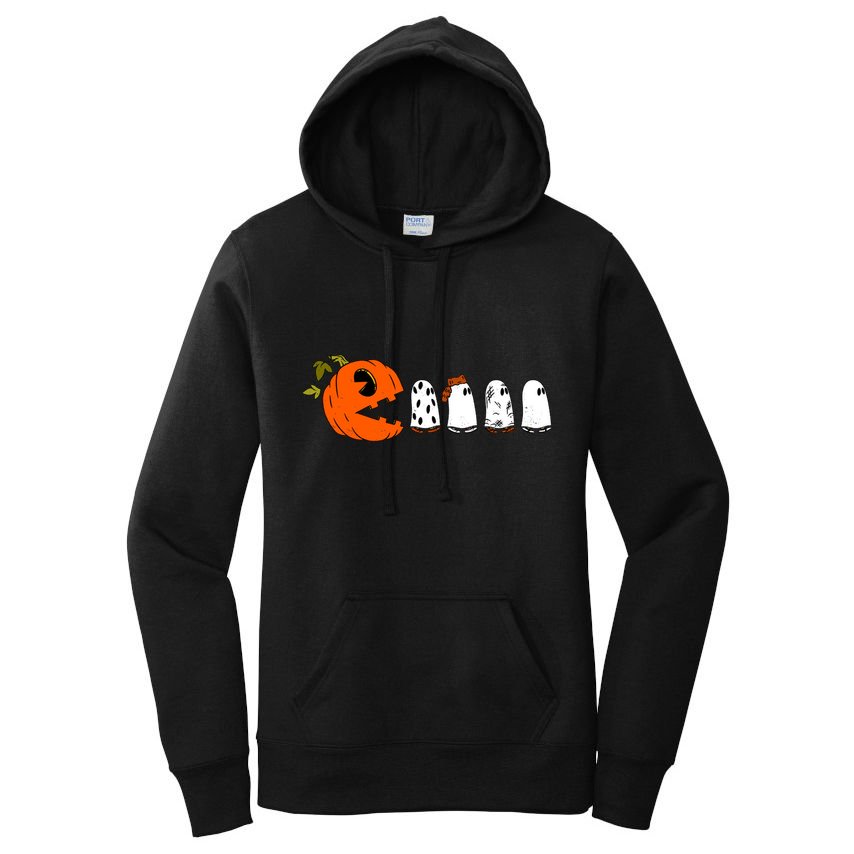 Funny Halloween Pumpkin Ghosts Retro Gamer Women's Pullover Hoodie