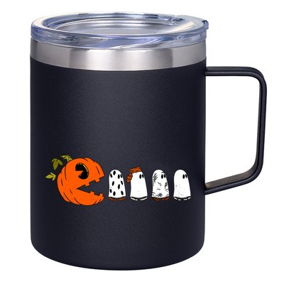 Funny Halloween Pumpkin Ghosts Retro Gamer 12oz Stainless Steel Coffee Mug