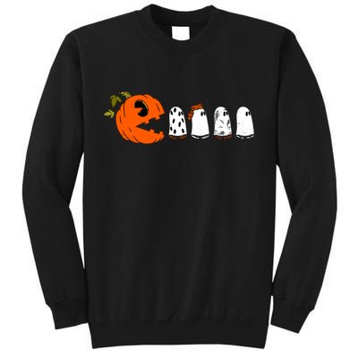 Funny Halloween Pumpkin Ghosts Retro Gamer Tall Sweatshirt