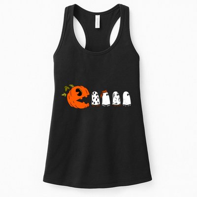 Funny Halloween Pumpkin Ghosts Retro Gamer Womens Tank Top