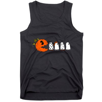 Funny Halloween Pumpkin Ghosts Retro Gamer Tank Top