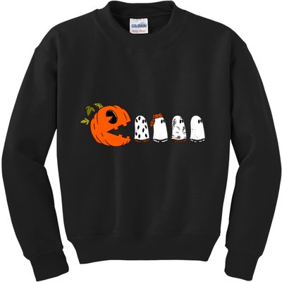 Funny Halloween Pumpkin Ghosts Retro Gamer Kids Sweatshirt