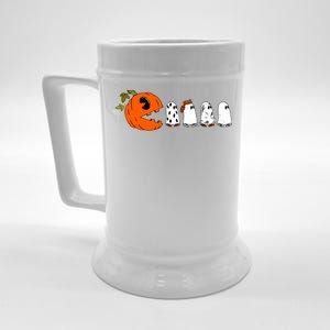 Funny Halloween Pumpkin Ghosts Retro Gamer Beer Stein