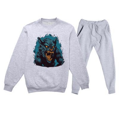 Funny Halloween Party With This Cool Werewolf Costume Premium Crewneck Sweatsuit Set