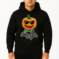 Funny Halloween Pumpkin Video Gamer Hoodie