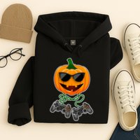 Funny Halloween Pumpkin Video Gamer Hoodie