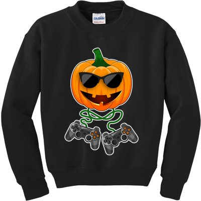 Funny Halloween Pumpkin Video Gamer Kids Sweatshirt