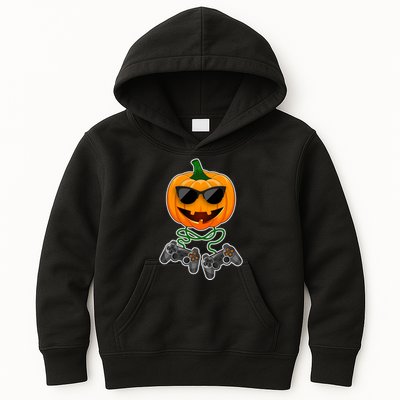 Funny Halloween Pumpkin Video Gamer Kids Hoodie